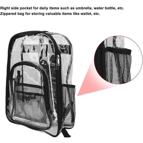 Clear Backpack  Zippered Bag - Picture 13 of 14